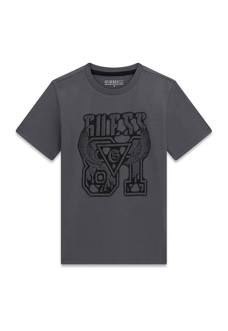 Tricou de bumbac cu logo - Negru/Gri inchis