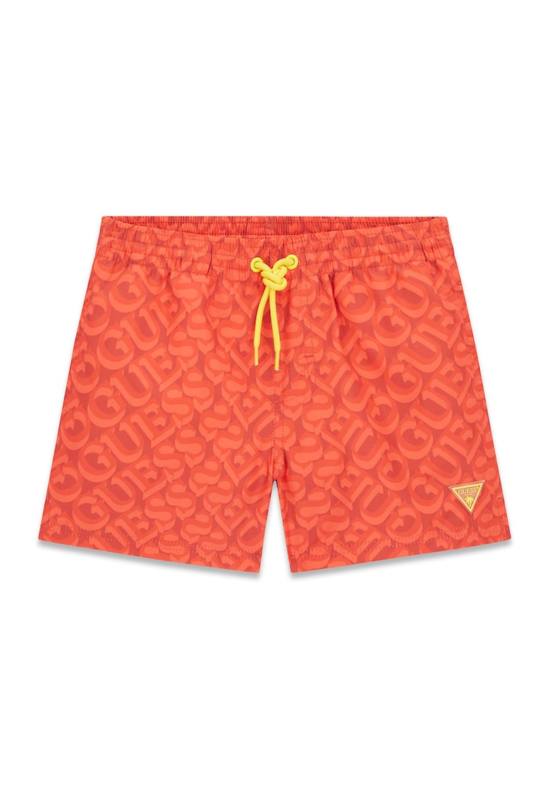 Pantaloni scurti de baie cu logo si snur - Coral