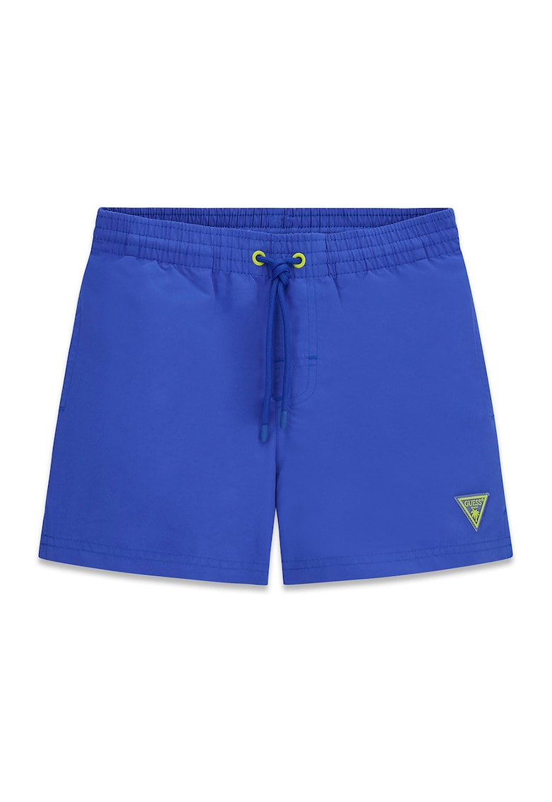 Pantaloni scurti de baie cu snur si logo brodat - Albastru royal