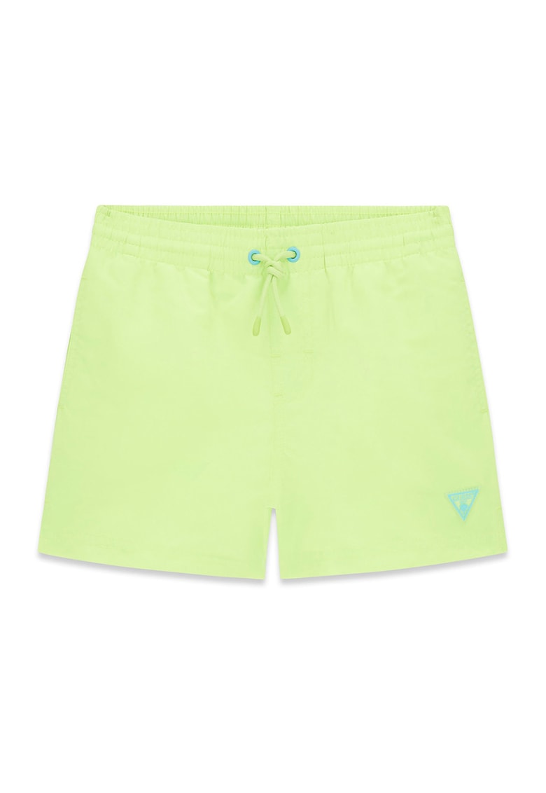Pantaloni scurti de baie cu snur si logo brodat - Verde lime