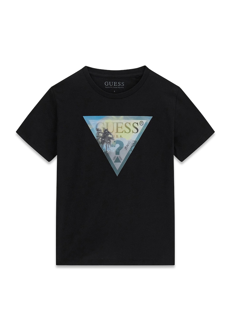 Tricou regular fit cu imprimeu logo - Negru