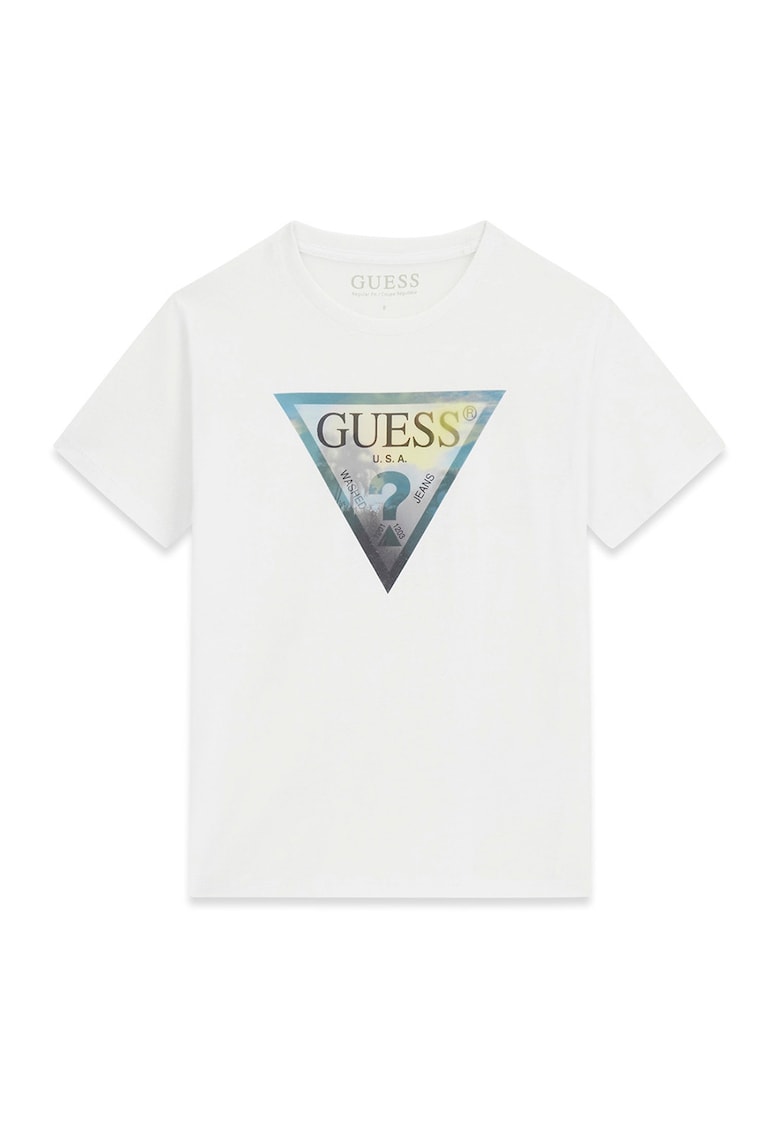Tricou regular fit cu imprimeu logo - Alb