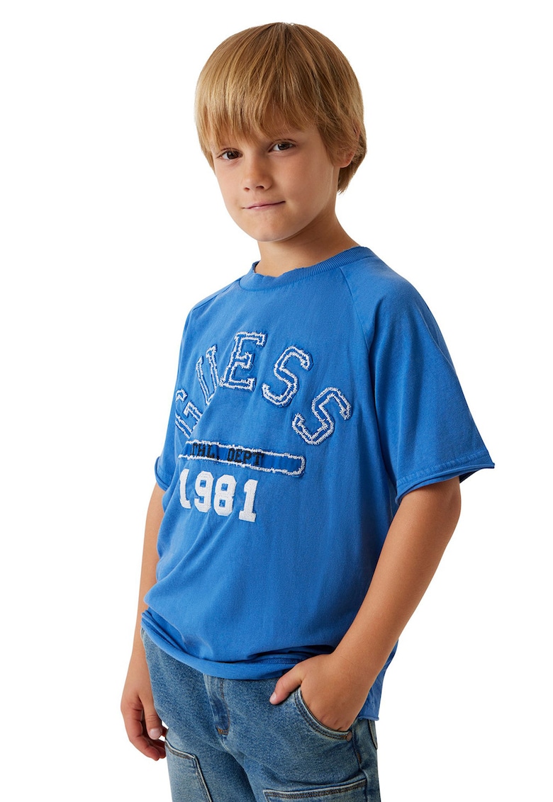Tricou de bumbac cu logo - Albastru royal