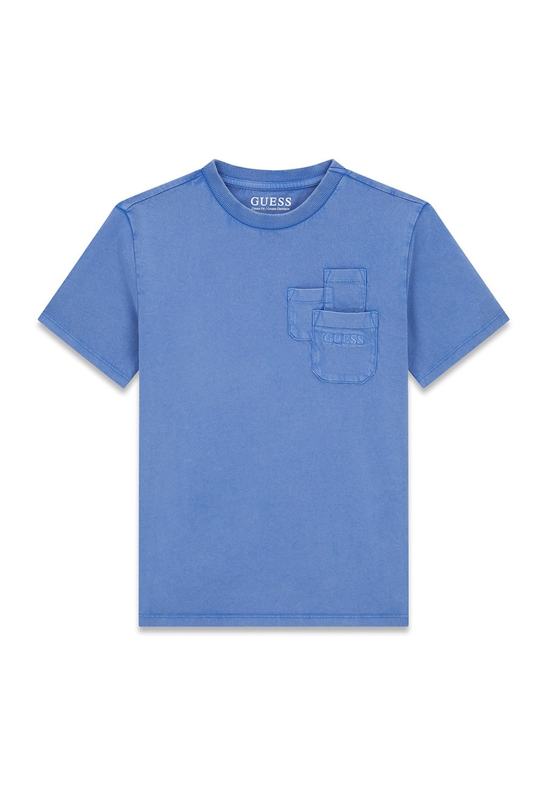 Tricou cu buzunare pe piept - Albastru deschis