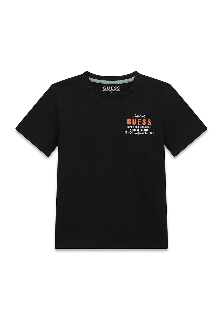 Tricou regular fit cu buzunar pe piept - Negru