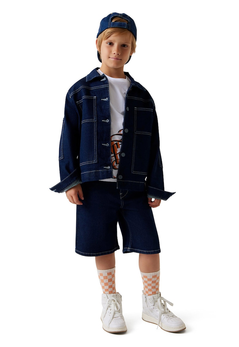 Tricou regular fit cu imprimeu grafic - Alb fildes/Portocaliu mandarina