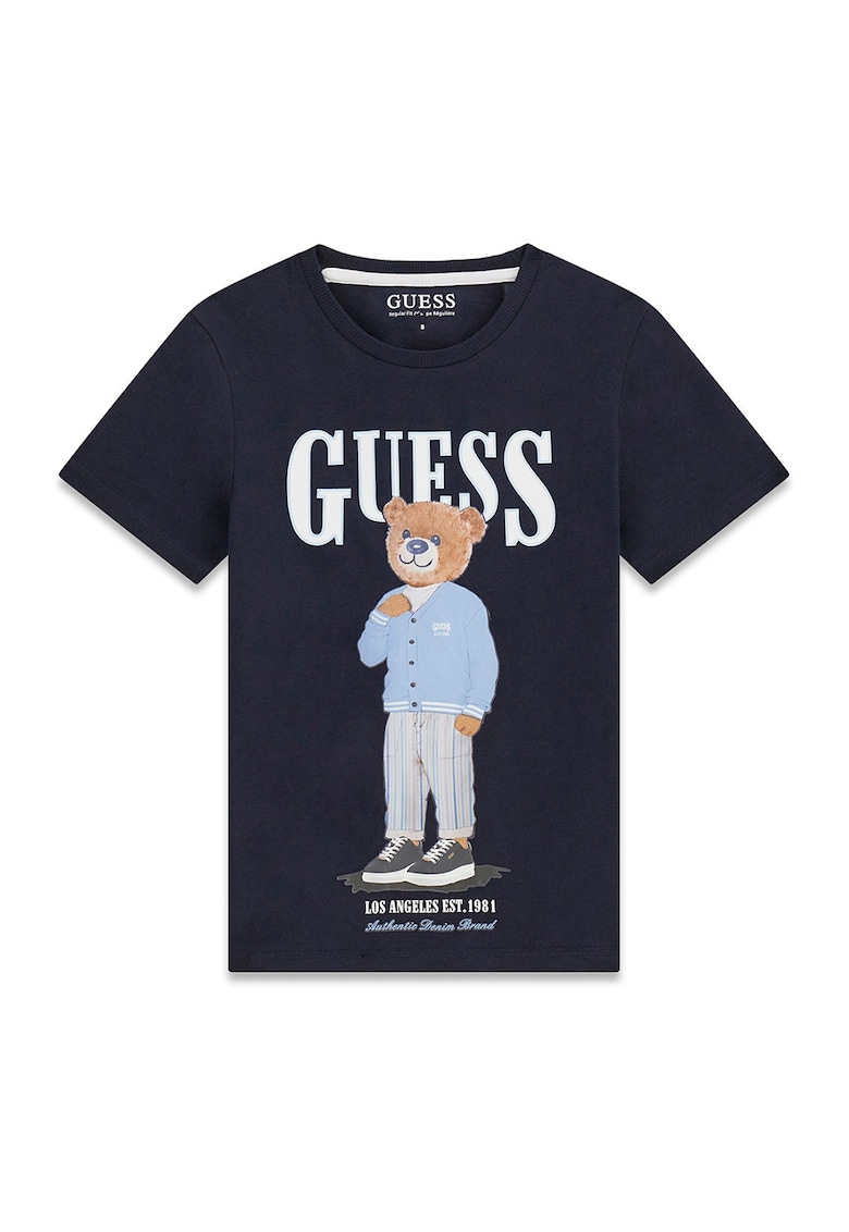 Tricou regular fit cu decolteu la baza gatului - Albastru ultramarin