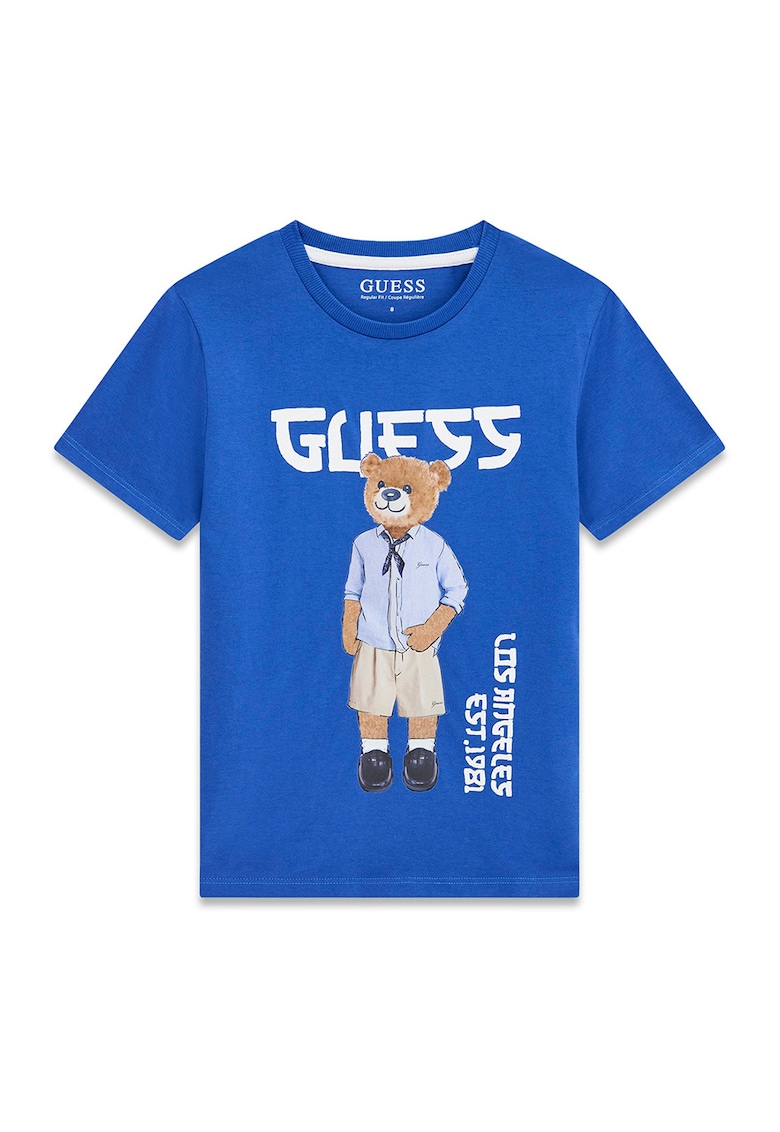 Tricou regular fit cu decolteu la baza gatului - Albastru royal