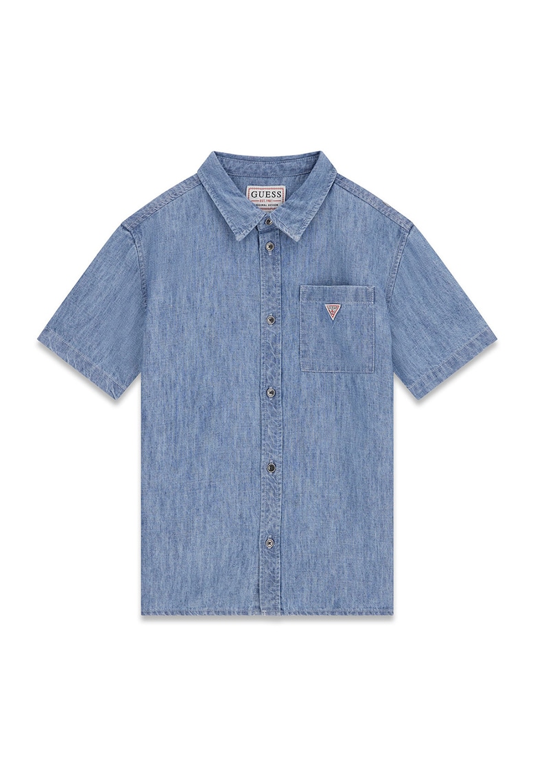 Camasa din material chambray cu guler clasic