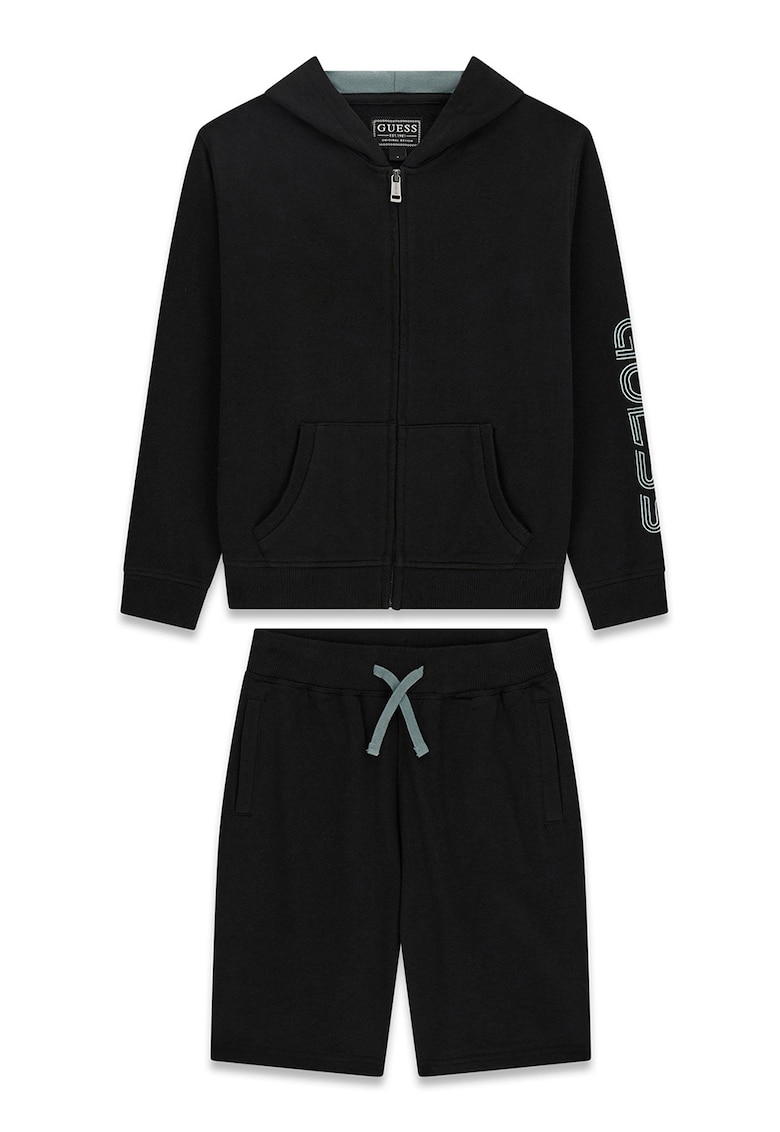 Set de hanorac si pantaloni scurti din bumbac - 2 piese - Negru
