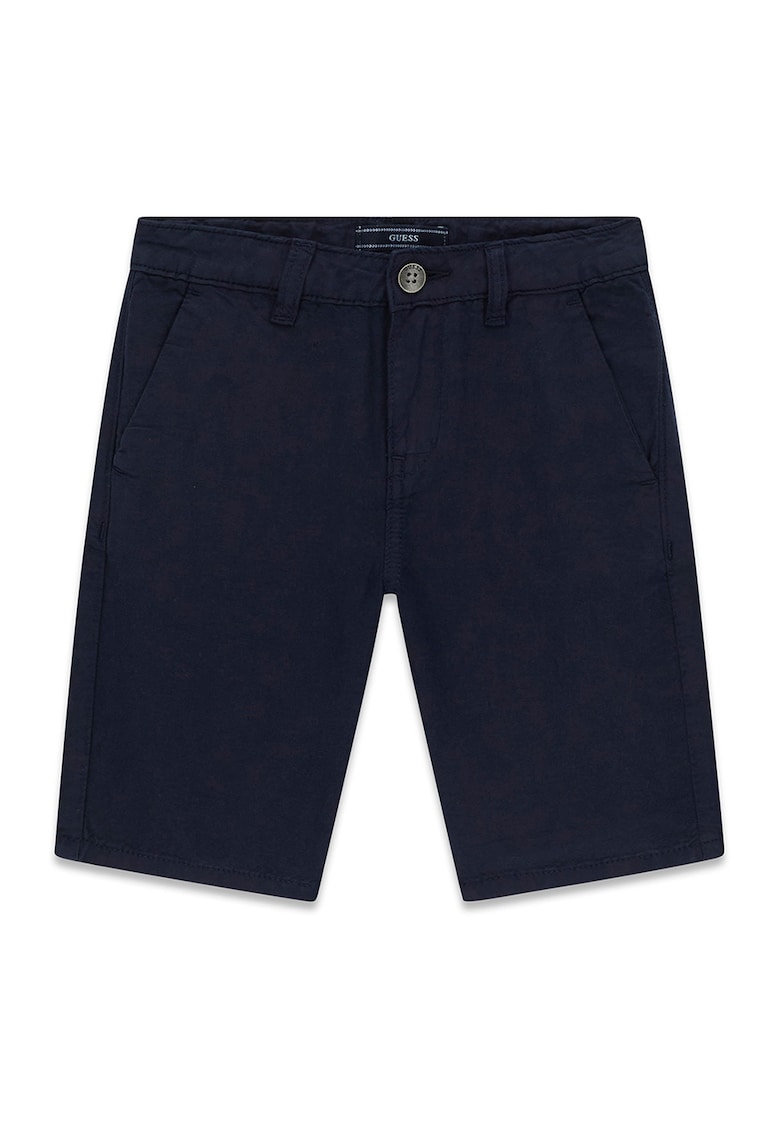 Pantaloni scurti din amestec de in - Albastru ultramarin