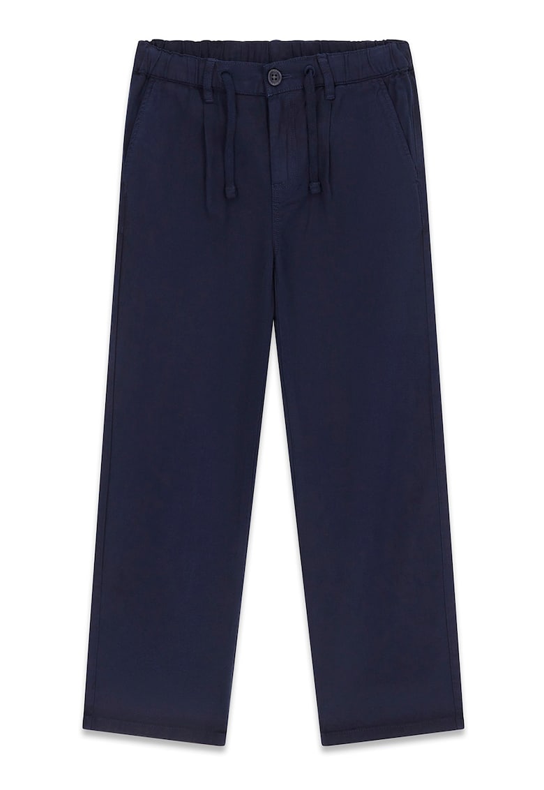 Pantaloni din amestec de lyocell cu snur de ajustare - Bleumarin