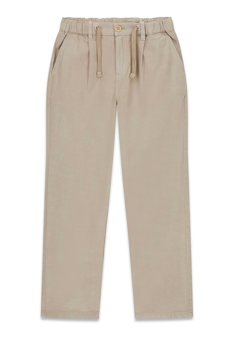 Pantaloni din amestec de lyocell cu snur de ajustare - Maro nisip