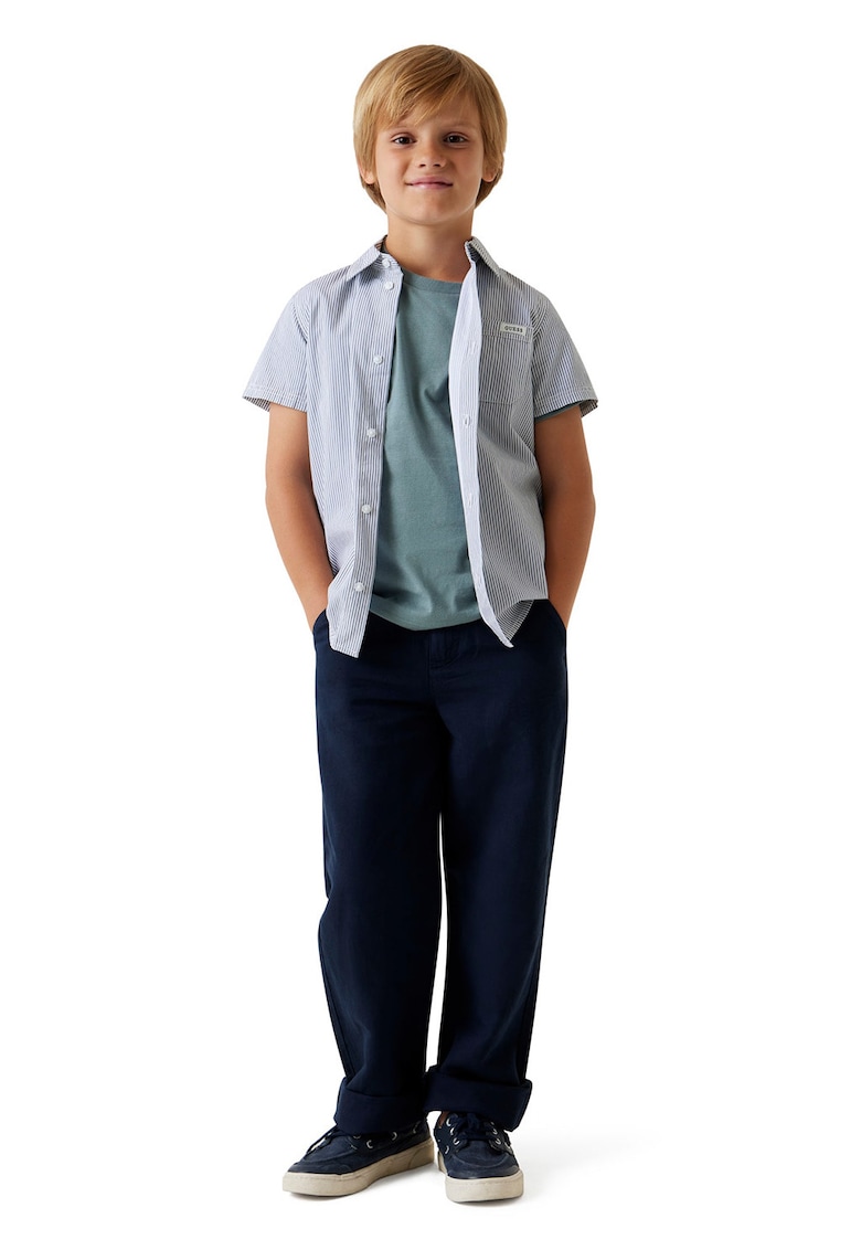 Pantaloni din amestec de in cu talie ajustabila - Albastru ultramarin