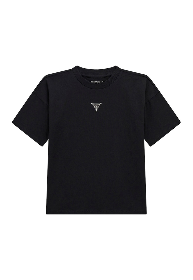 Tricou din bumbac cu aplicatii logo - Negru