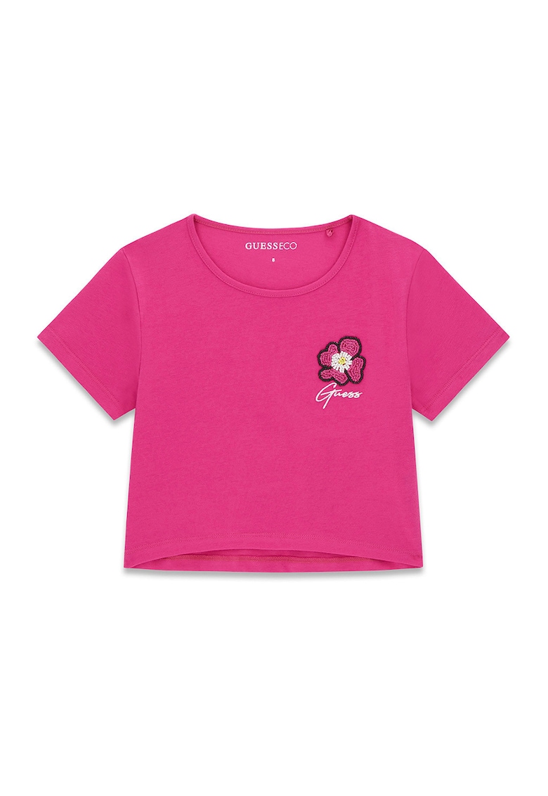 Tricou cu logo brodat - Fucsia