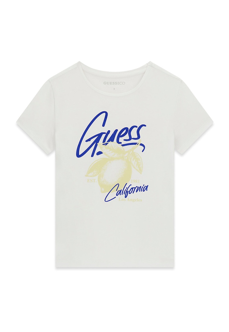 Tricou cu imprimeu logo - Alb/Albastru