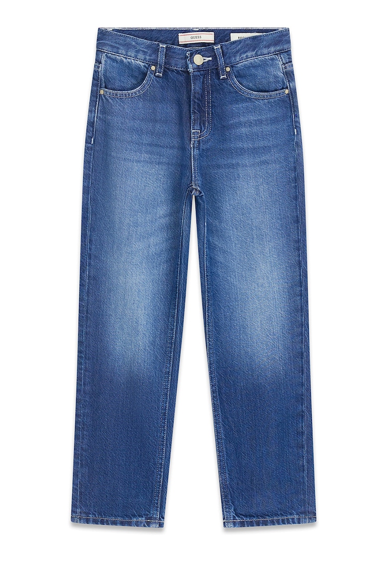 Blugi drepti cu aspect decolorat - Albastru melange