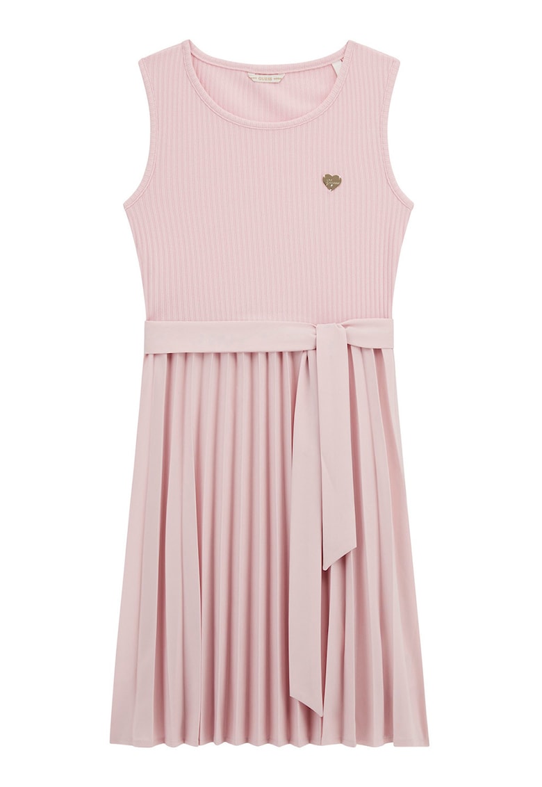 Rochie cu pliuri - fara maneci - Roz prafuit