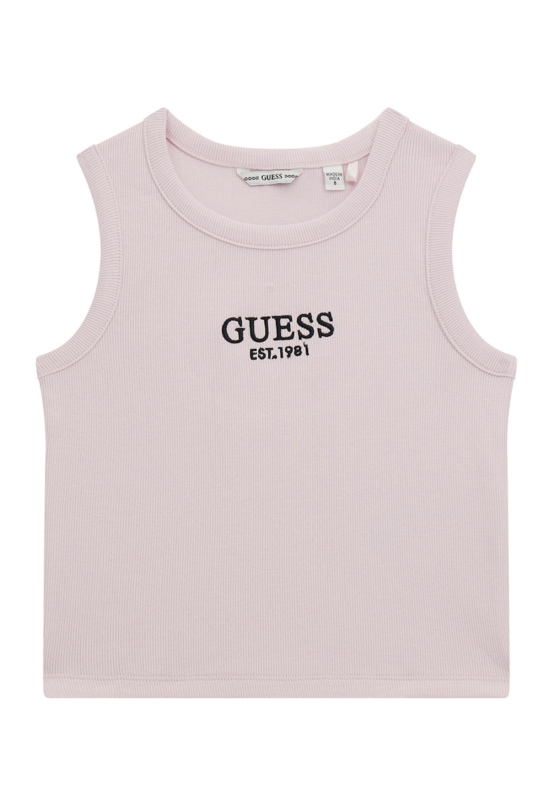 Top cu logo brodat - Roz prafuit