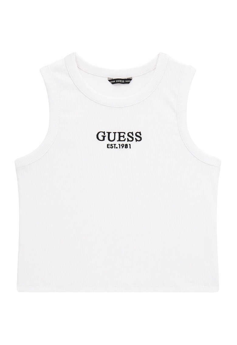 Top cu logo brodat - Alb