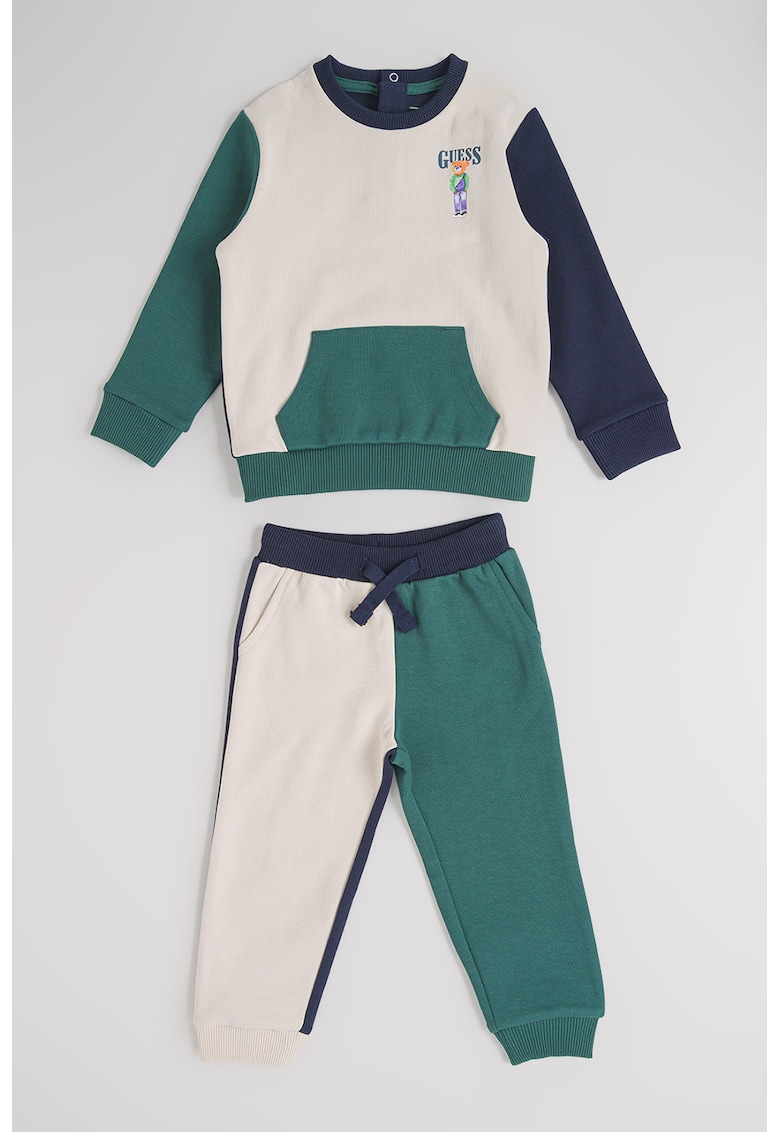 Set de bluza si pantaloni de trening - Verde/Crem/Bleumarin