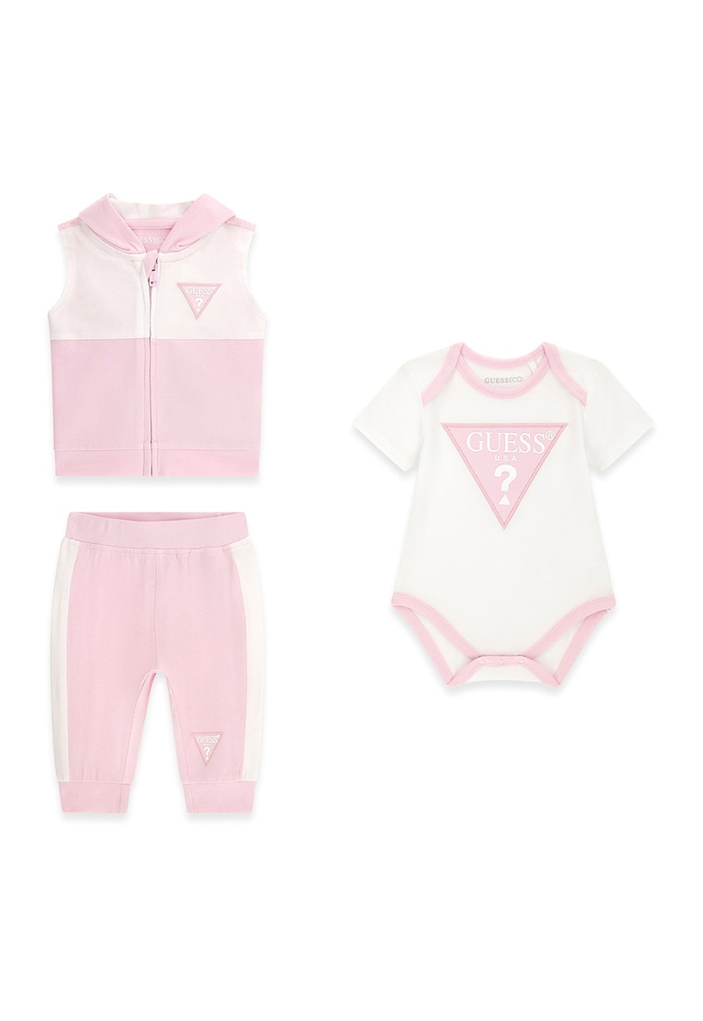 Set de haine din amestec de bumbac - 3 piese - Alb/Roz