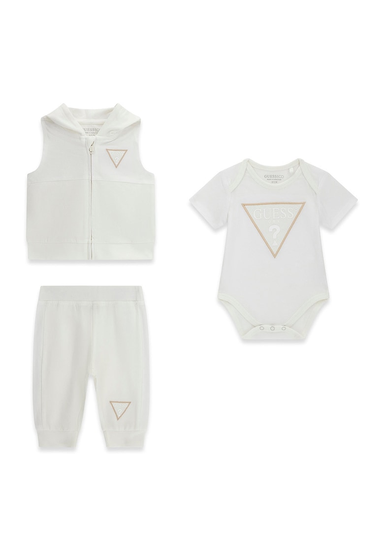 Set de haine din amestec de bumbac - 3 piese - Alb fildes