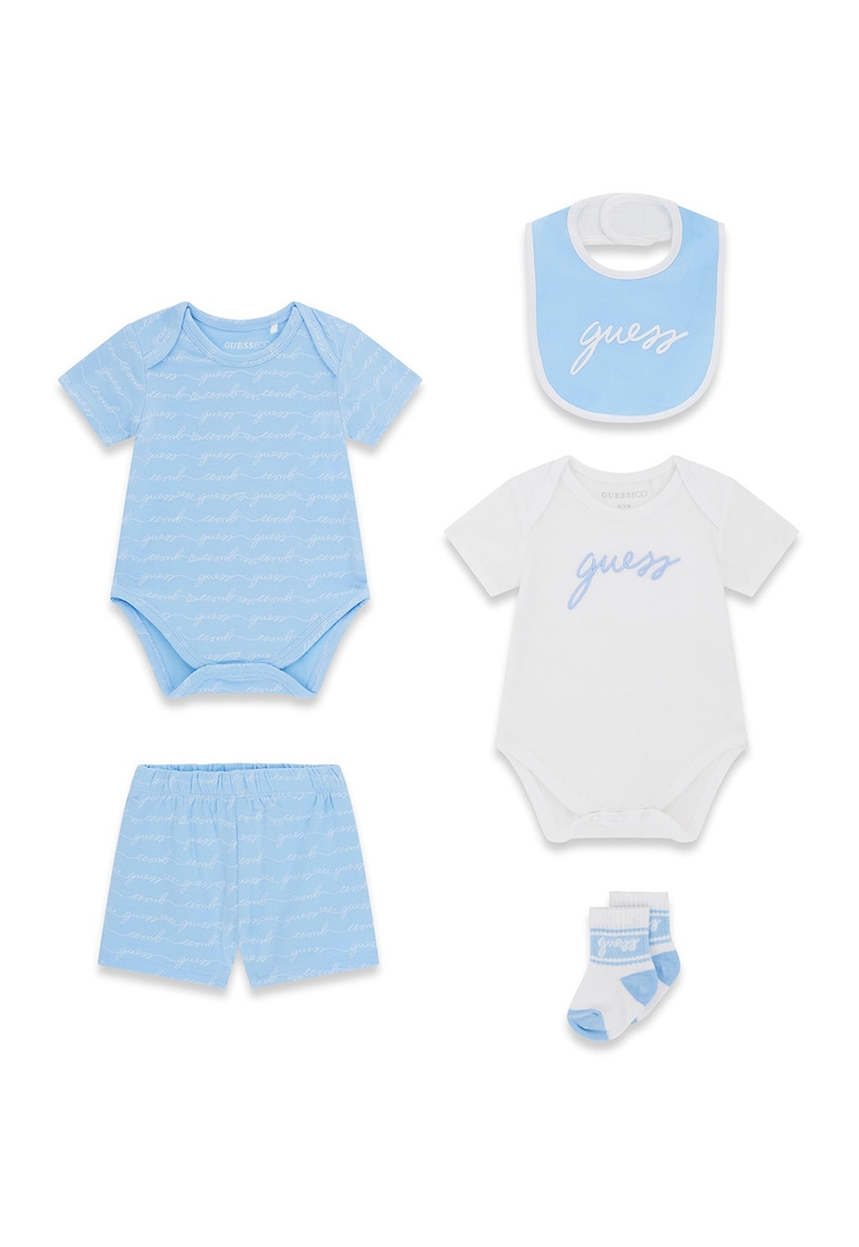 Set de haine cu model logo - 5 piese - Alb/Albastru azur