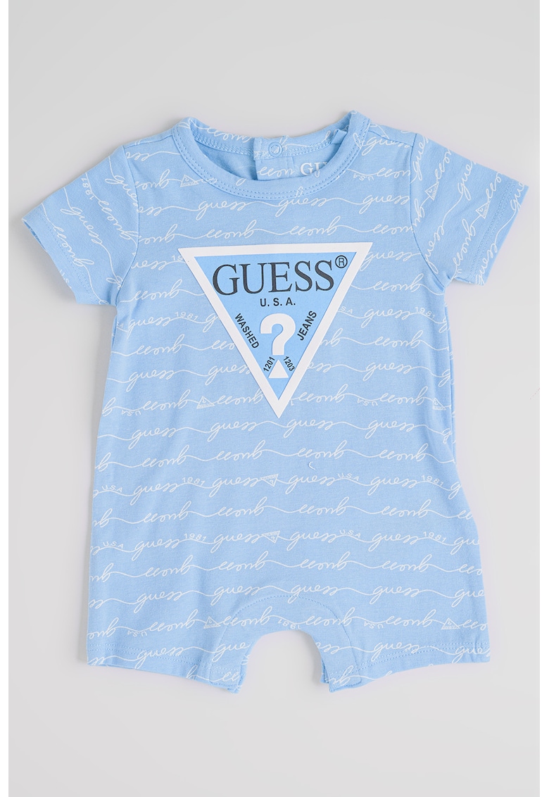 Salopeta scurta cu model logo - Albastru pastel