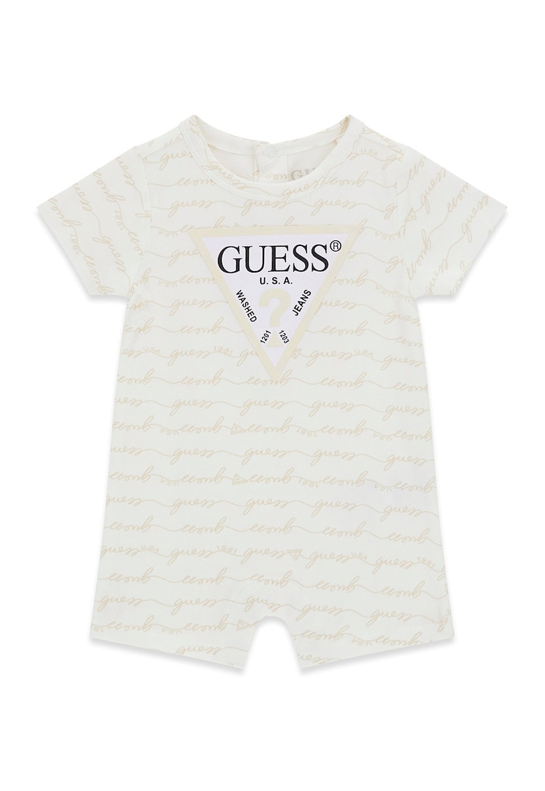 Salopeta scurta cu model logo - Alb fildes