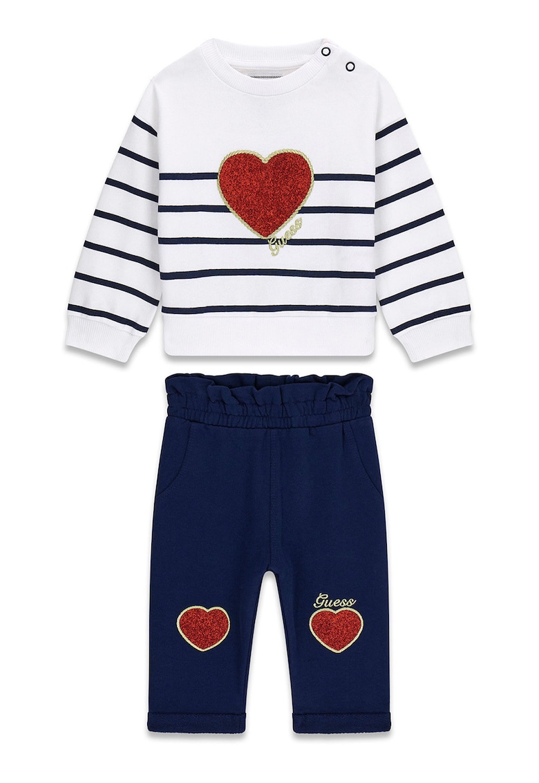 Costum de trening cu inimi din particule stralucitoare - Alb/Albastru ultramarin