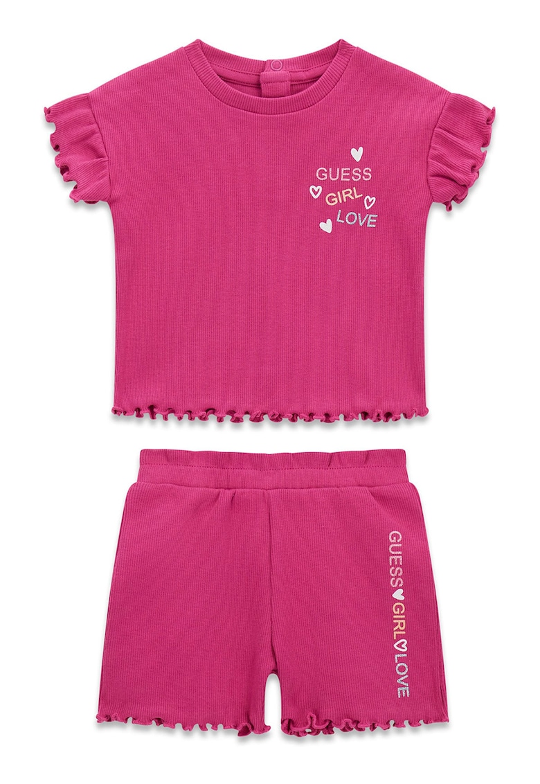 Set de tricou si pantaloni scurti - Roz inchis