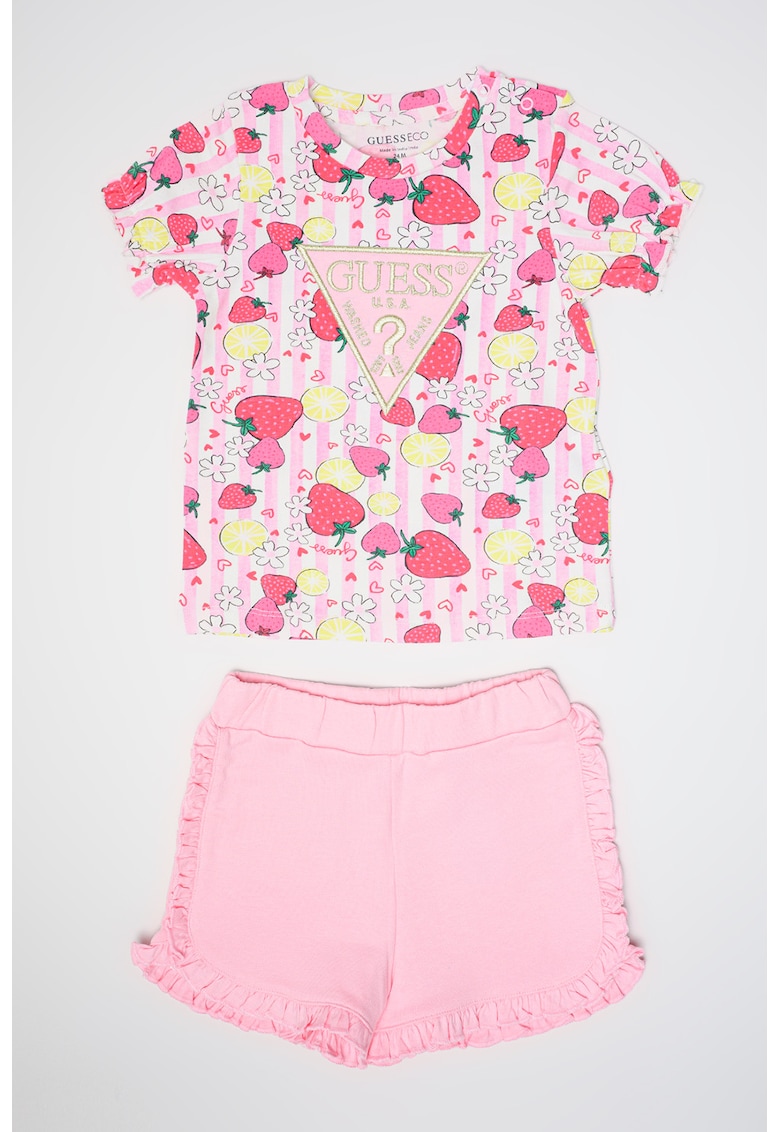 Set de tricou si pantaloni scurti - Roz pastel