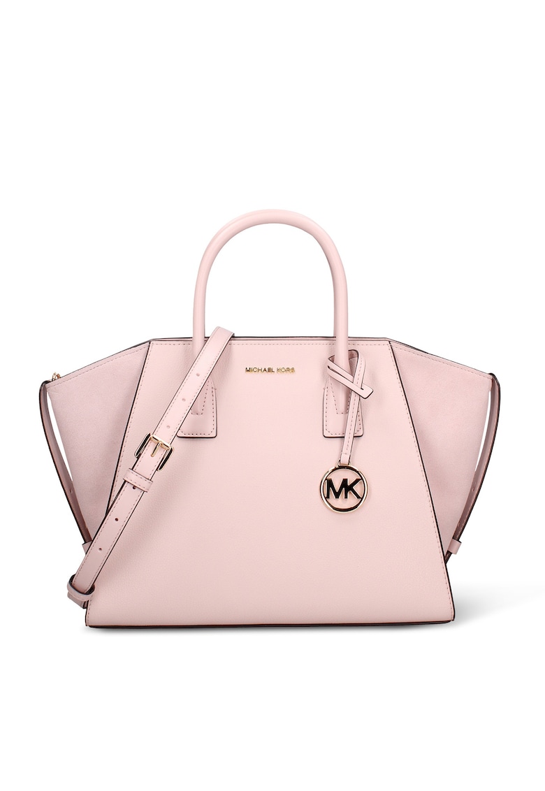 Geanta shopper de piele Solara Lux - Roz pastel