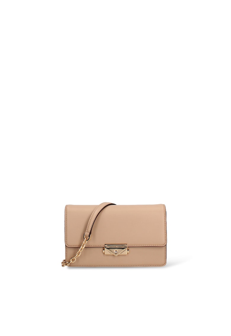 Geanta crossbody de piele cu clapa Elowyn Prime - Maro camel