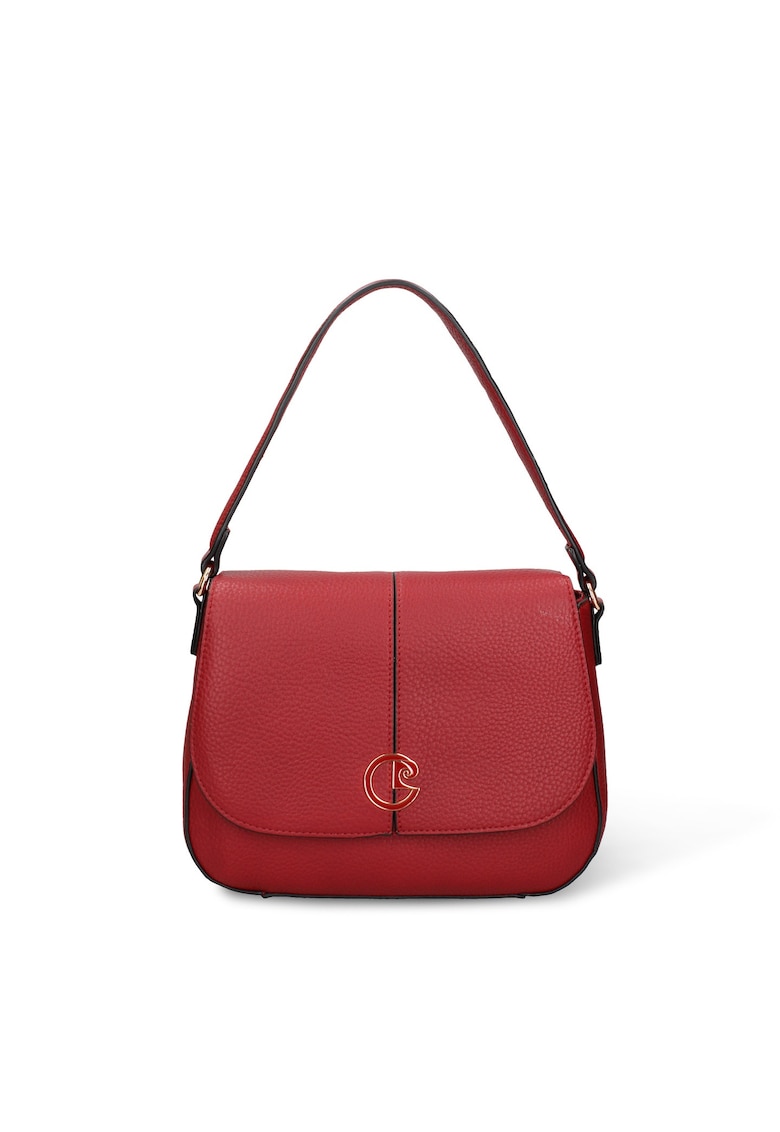 Geanta de piele ecologica cu bareta de umar si clapa Evanthe Ultra