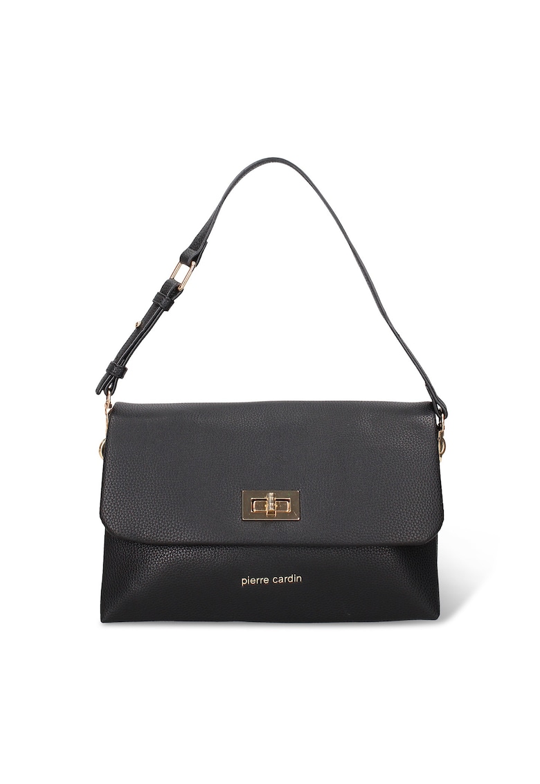 Geanta de piele ecologica cu bareta de umar si clapa Lisandra Pro