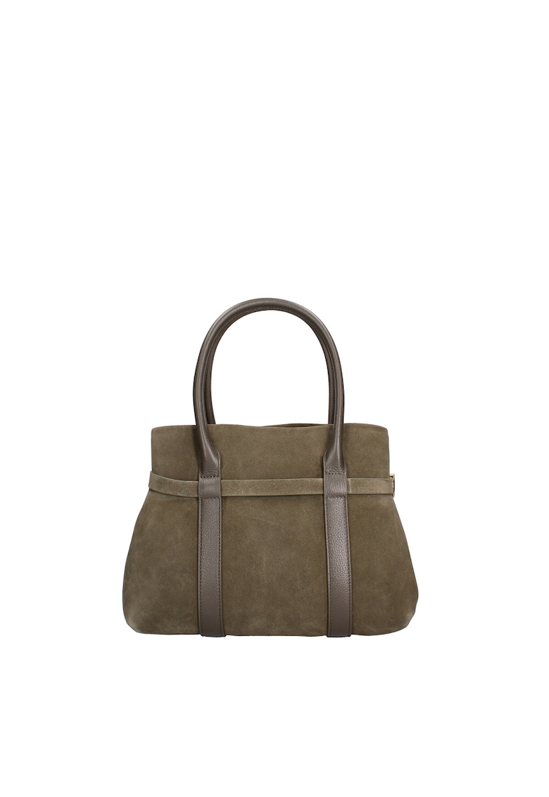 Geanta de piele intoarsa cu maner si bareta detasabila Lumina - Kaki