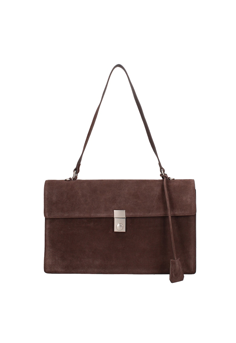 Geanta de piele intoarsa cu bareta de umar Lavinia Chic