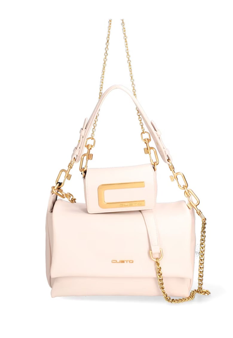 Custo Barcelona Set de geanta de piele ecologica cu bareta de uamr si geanta crossbody Floriana Prime - Crem