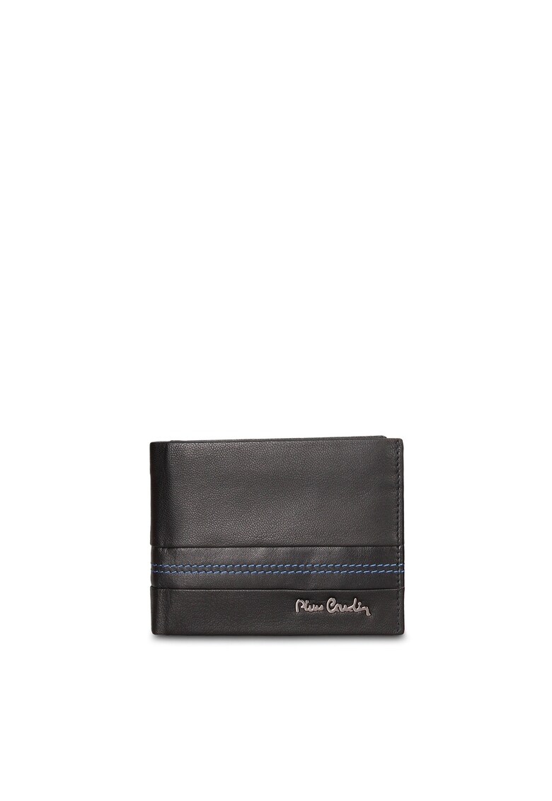 Portofel pliabil de piele Silvano Elite - Negru/Albastru