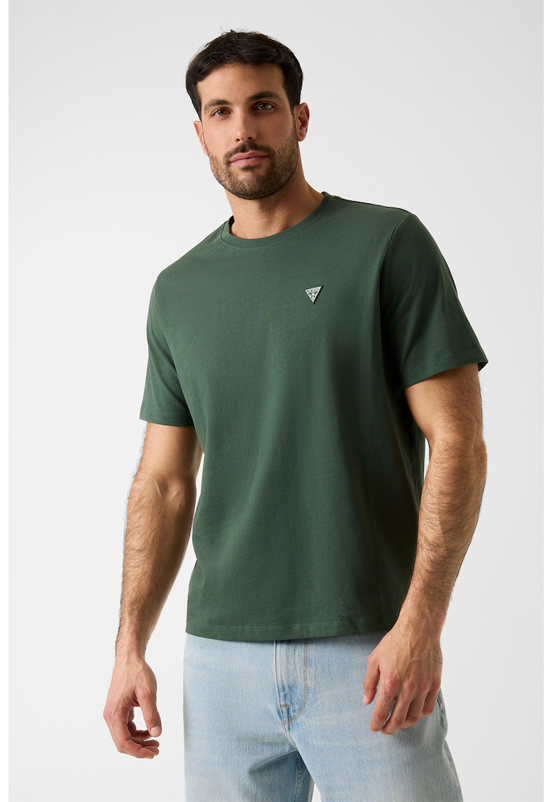 Tricou de bumbac cu decolteu la baza gatului