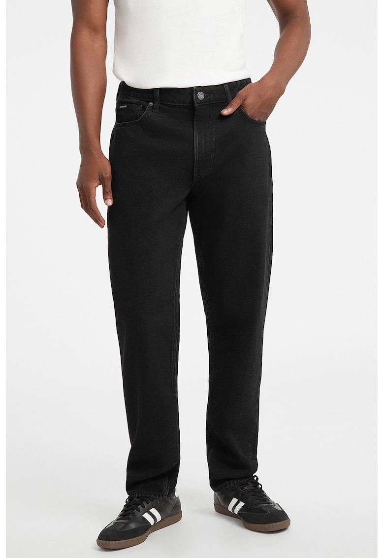 Blugi regular fit cu talie medie - Negru
