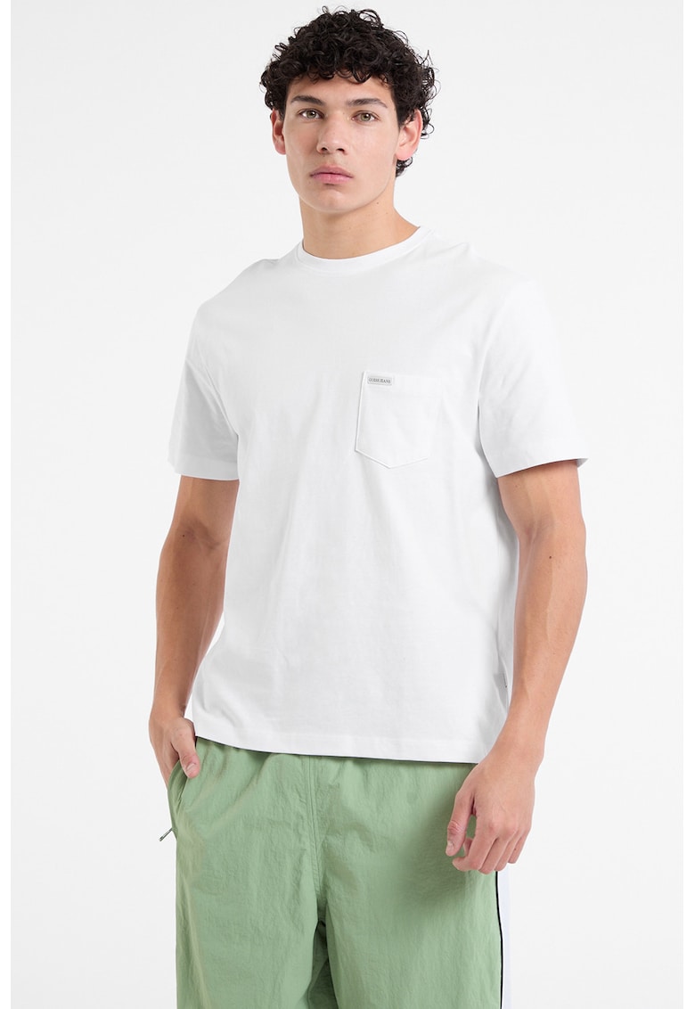 Tricou din bumbac cu buzunar pe piept - Alb