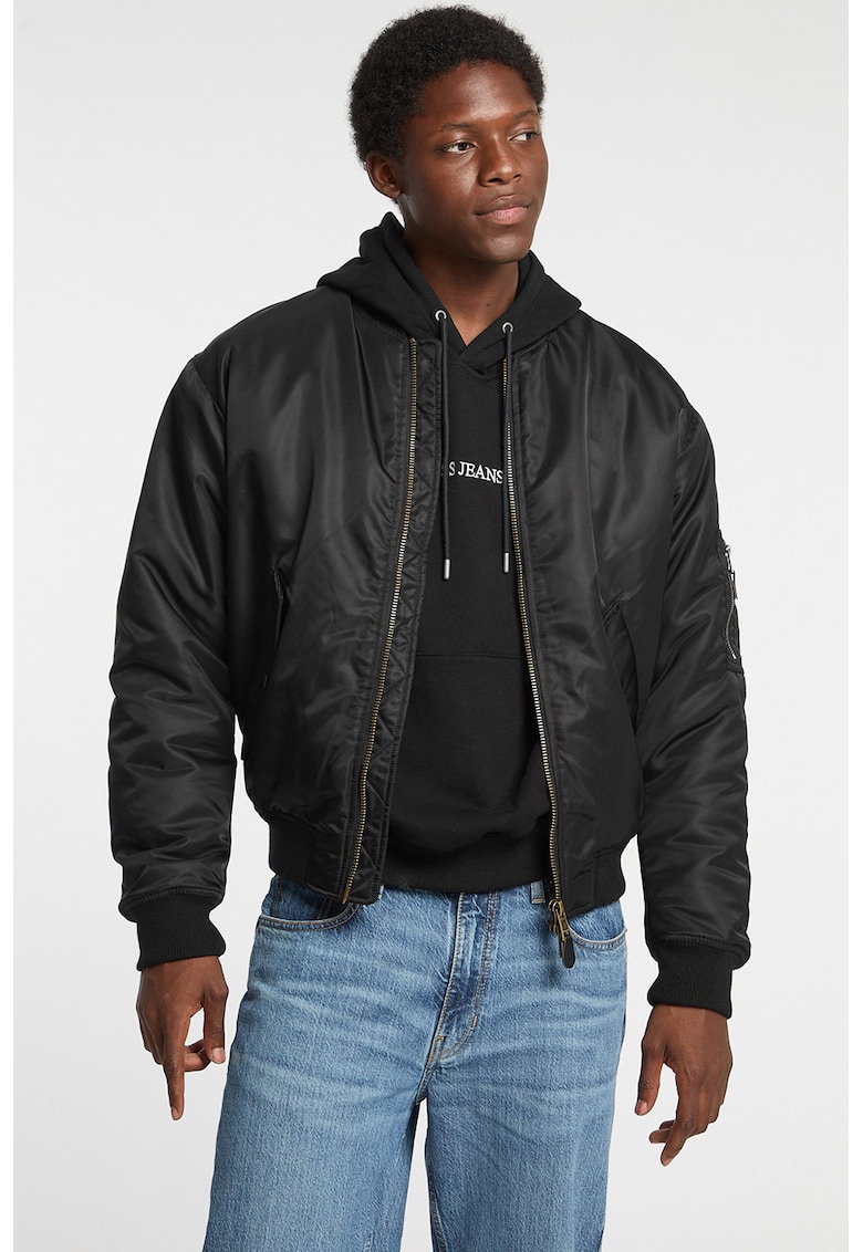 Jacheta regular fit cu fermoar - Negru