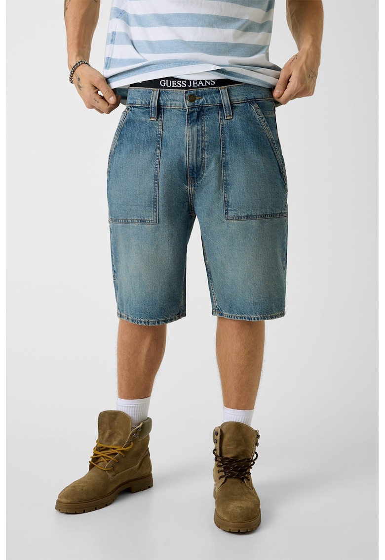 Bermude din denim relaxed fit - Albastru prafuit