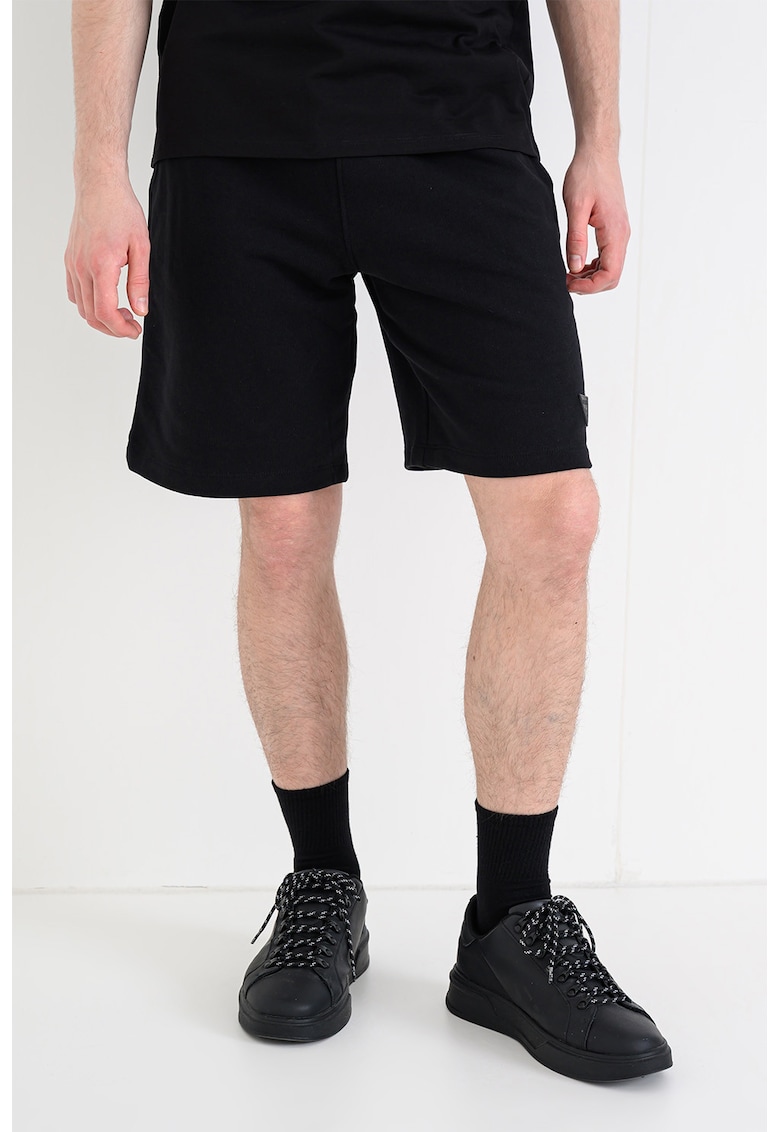Pantaloni scurt din bumbac cu snur in talie - Negru