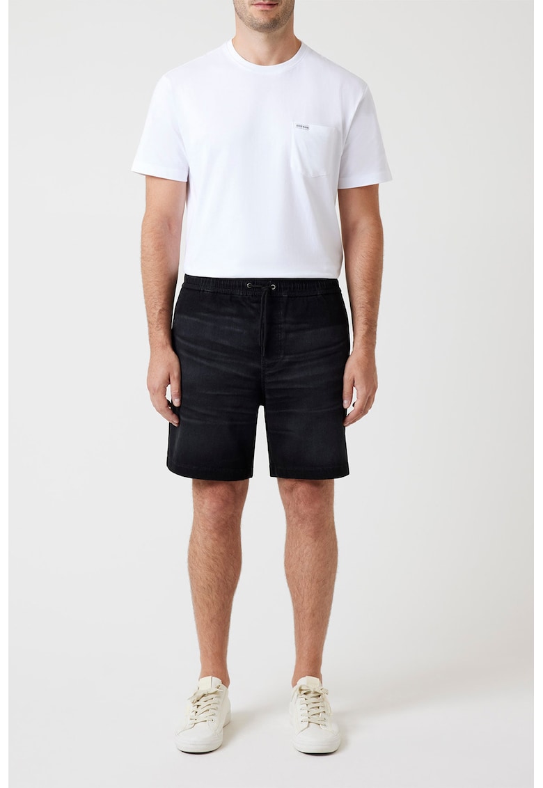Bermude din denim cu snur de ajustare - Negru stins
