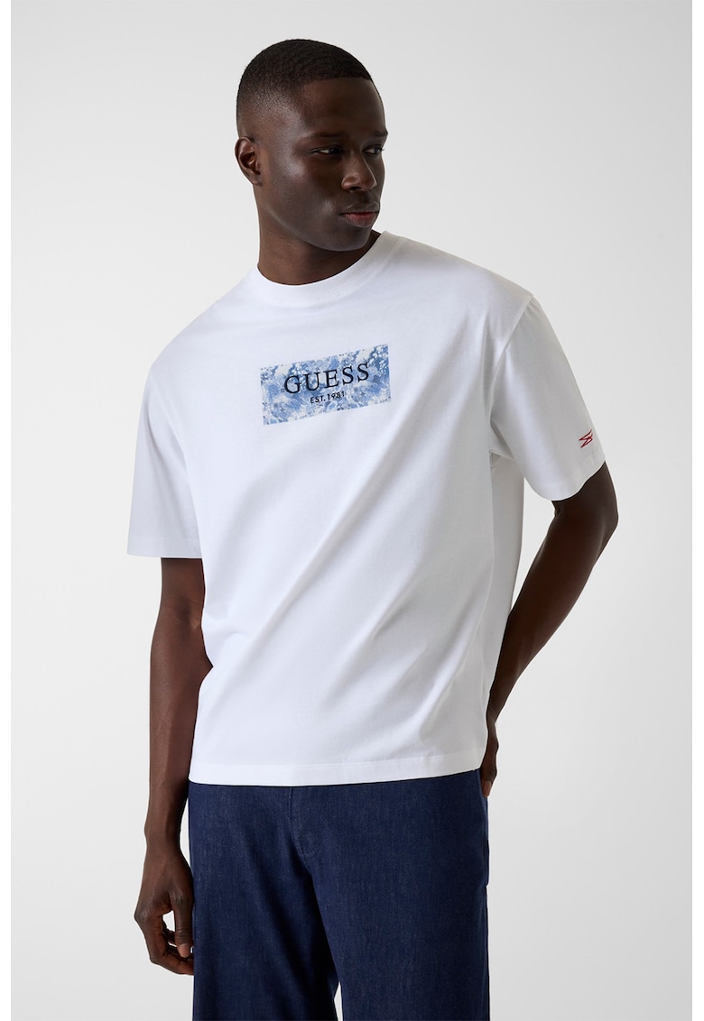 Tricou de bumbac cu logo - Alb/Albastru